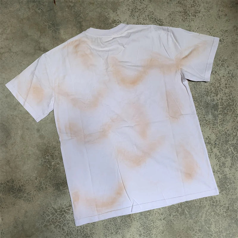 Vale Retro Washed Cement Print Pattern Short Sleeved t-Shirt