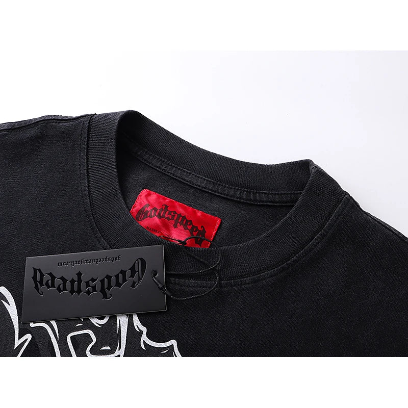1103 # Godspeed Retro Washed Street Cotton Loose Long Sleeve T-shirt