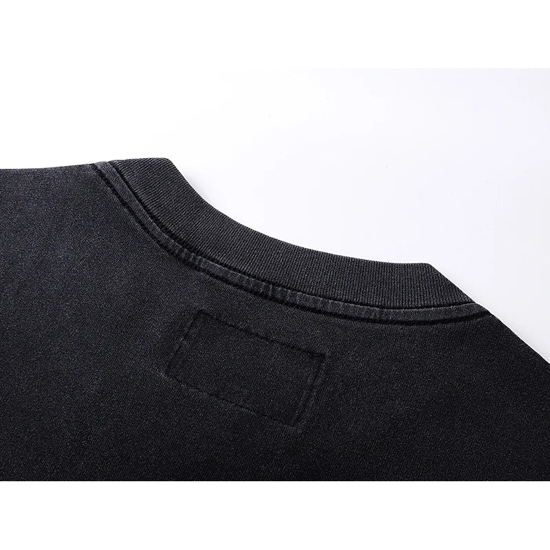 1097 # Godspeed Fashion Retro Washed Street Cotton Loose Long Sleeve T-shirt