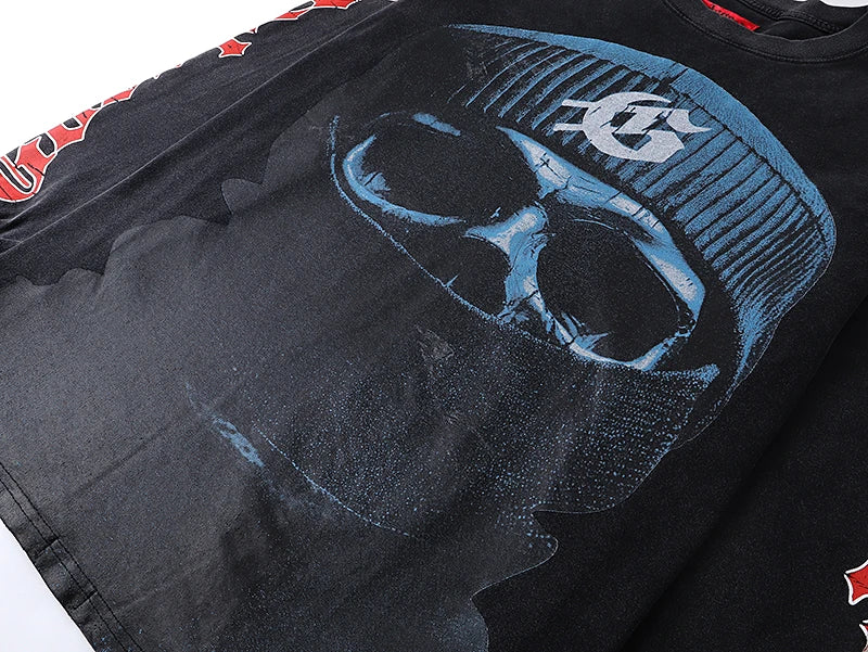 1097 # Godspeed Fashion Retro Washed Street Cotton Loose Long Sleeve T-shirt