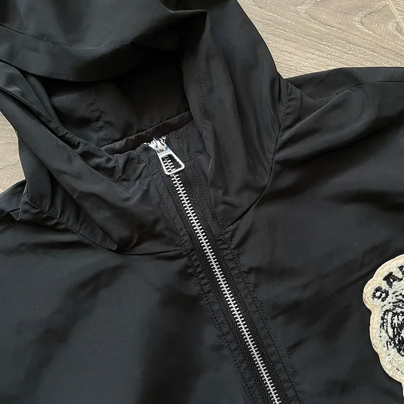 SAINT VANITY Embroidered willow nail sports style casual trench coat