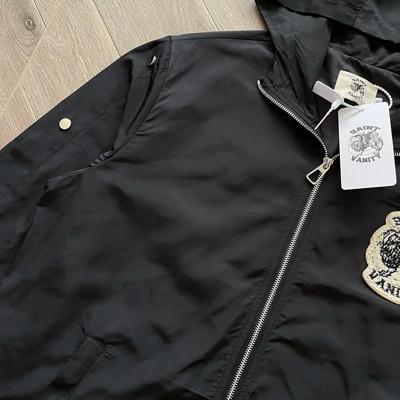 SAINT VANITY Embroidered willow nail sports style casual trench coat