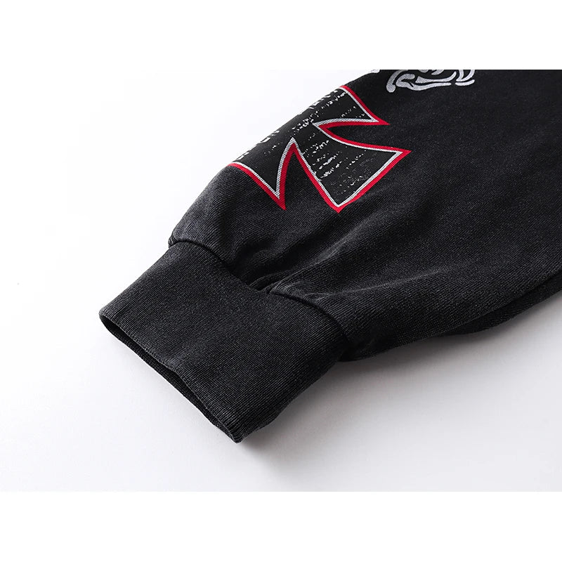 1103 # Godspeed Retro Washed Street Cotton Loose Long Sleeve T-shirt