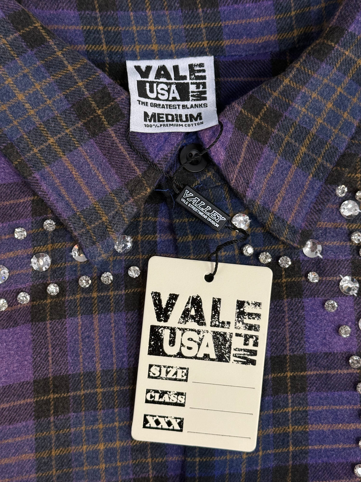Vale Forever Rhinestone Plaid Flannel Blue/Black