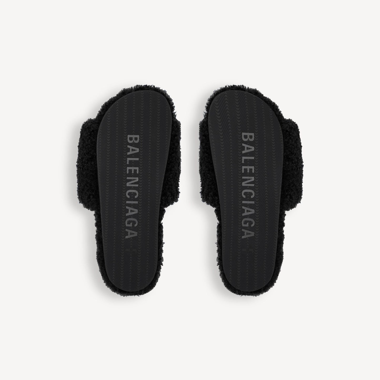 Balenciaga black furry slides