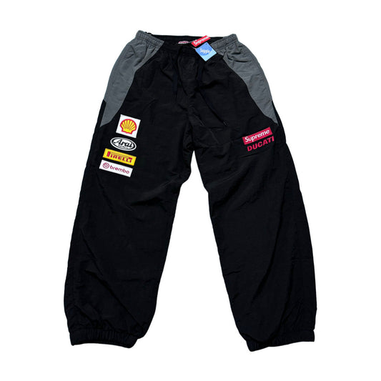 Supreme Ducati track pants black gray and red