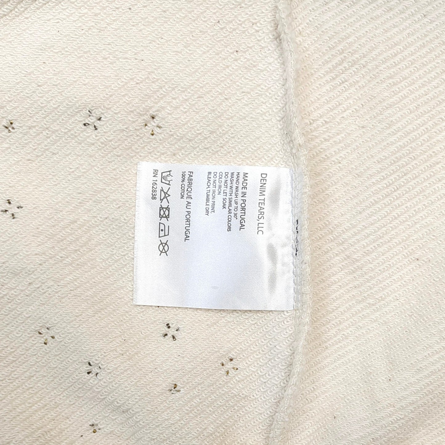 Denim Tears Rhinestone Cotton Wreath Zip Hoodie cream