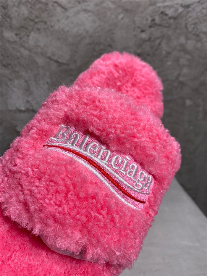 Balenciaga pink furry slides