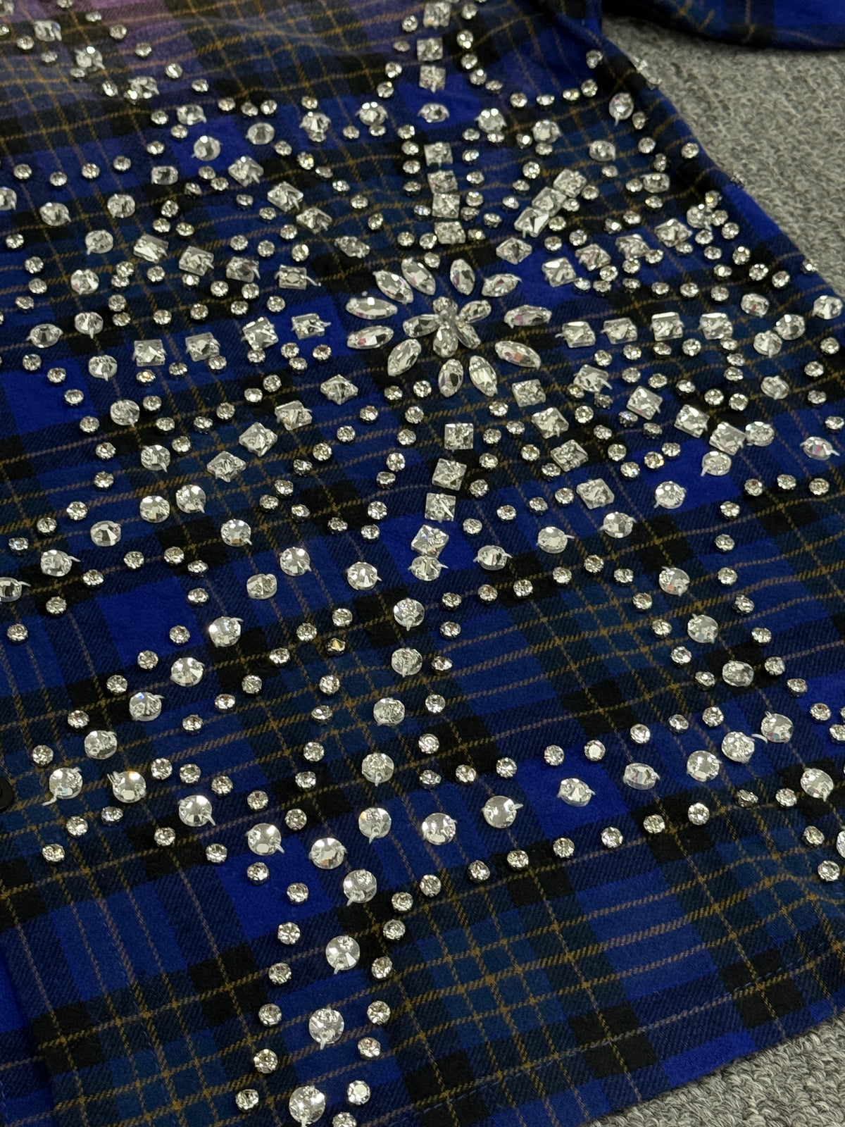 Vale Forever Rhinestone Plaid Flannel Blue/Black