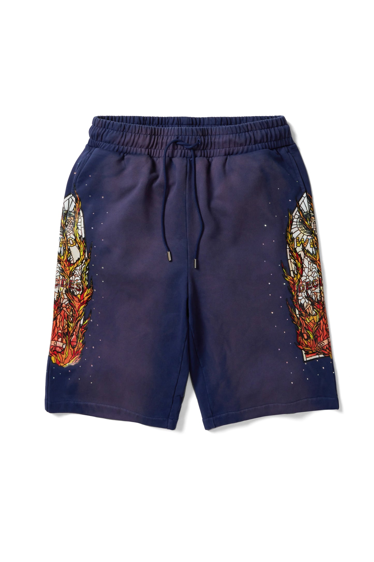 WHO DECIDES WAR purple flame glass shorts