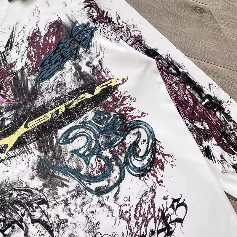 Hellstar white  graffiti longsleave