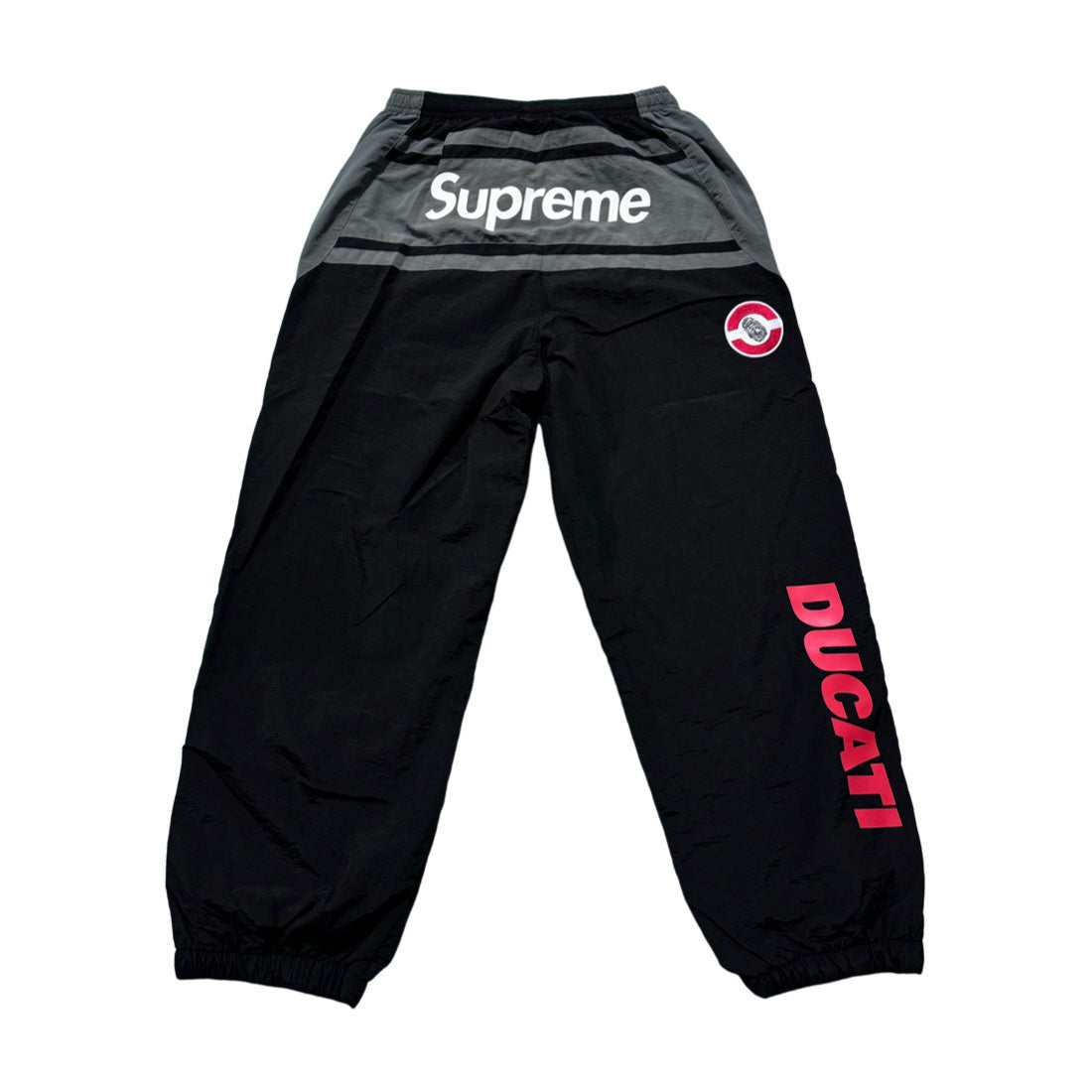 Supreme Ducati track pants black gray and red