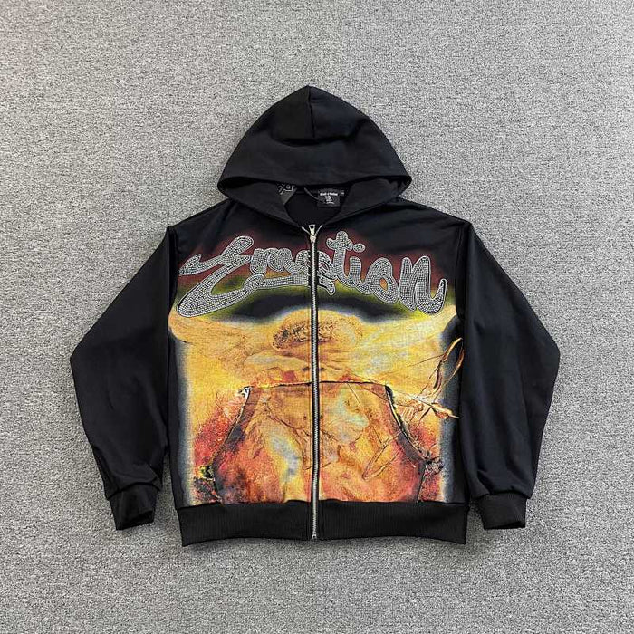 Mixed Emotions Black Rhinestone Hoodie