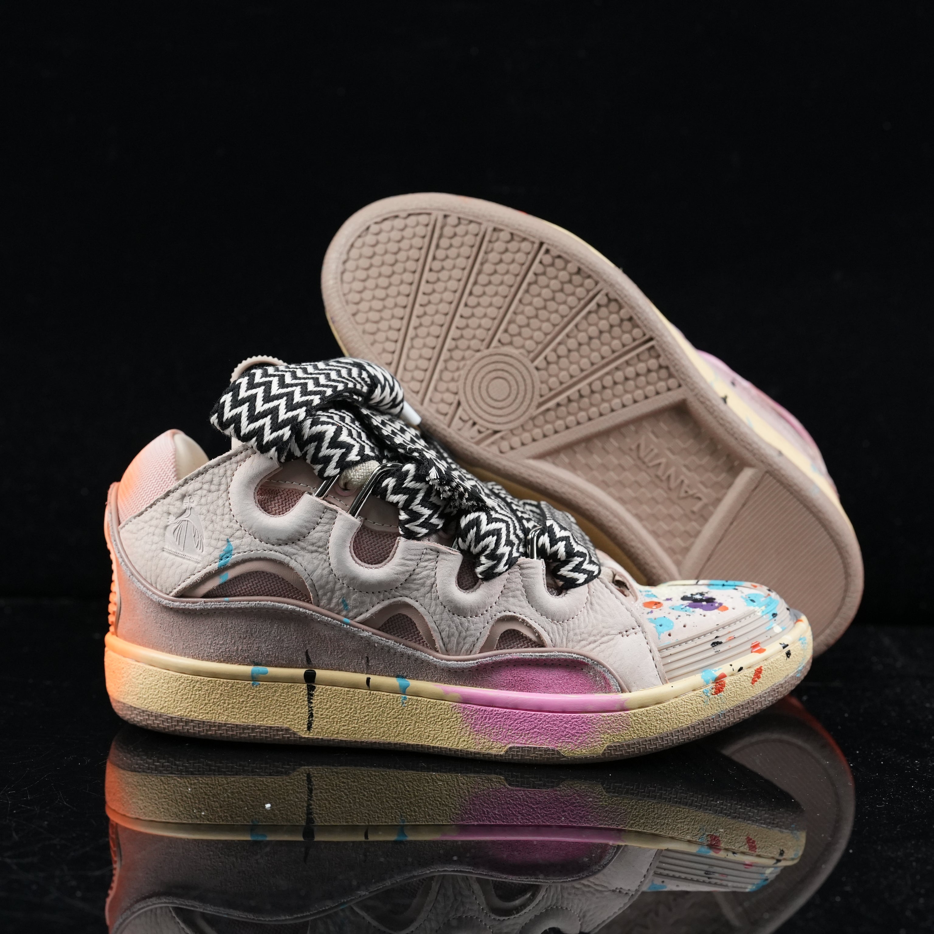 Gallery Dept. x Lanvin Curb Light Sneakers 'Paint Drip - Pale Pink'