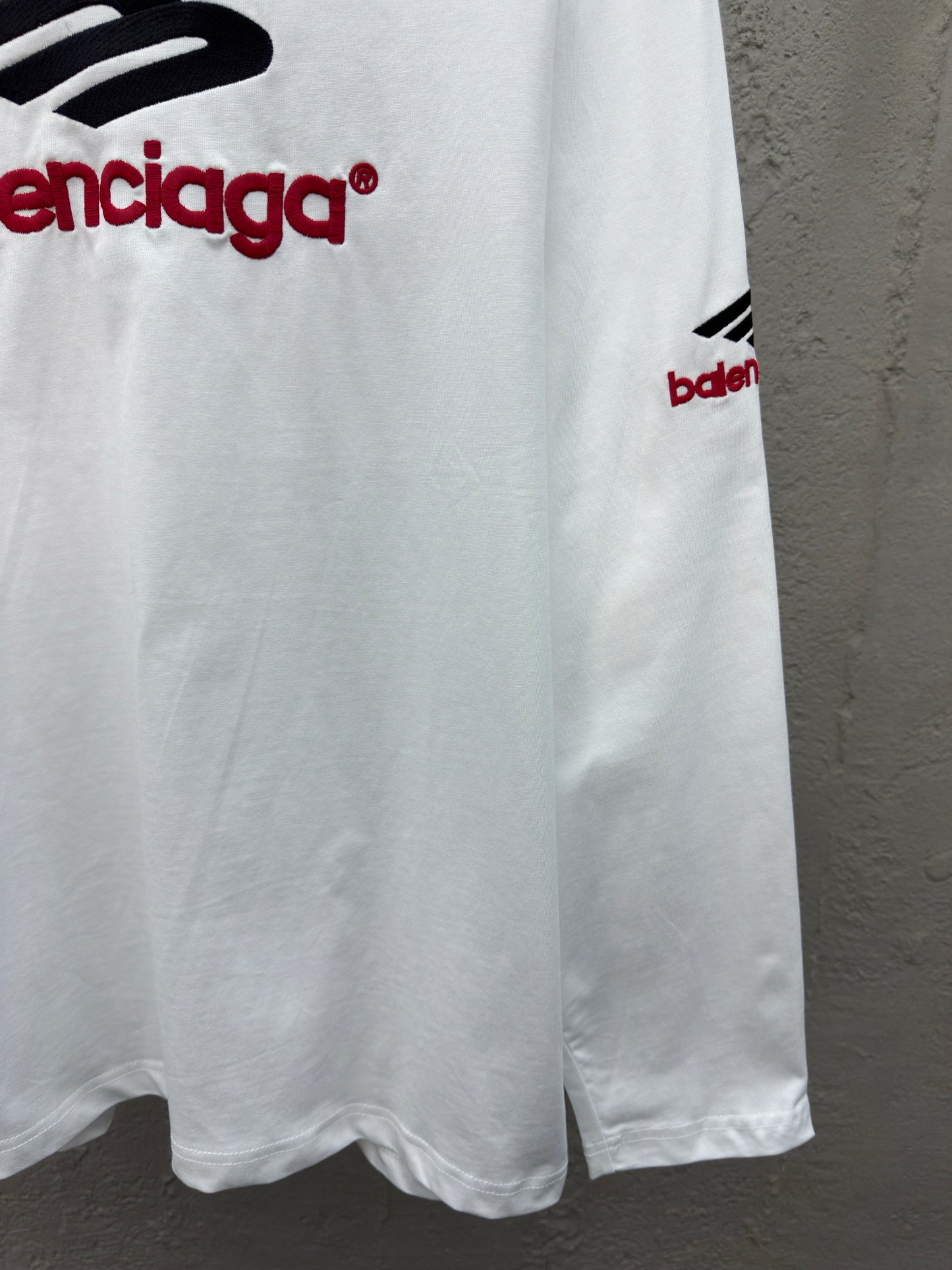 Balenciaga Letter Embroidery Long Sleeve T-Shirt White