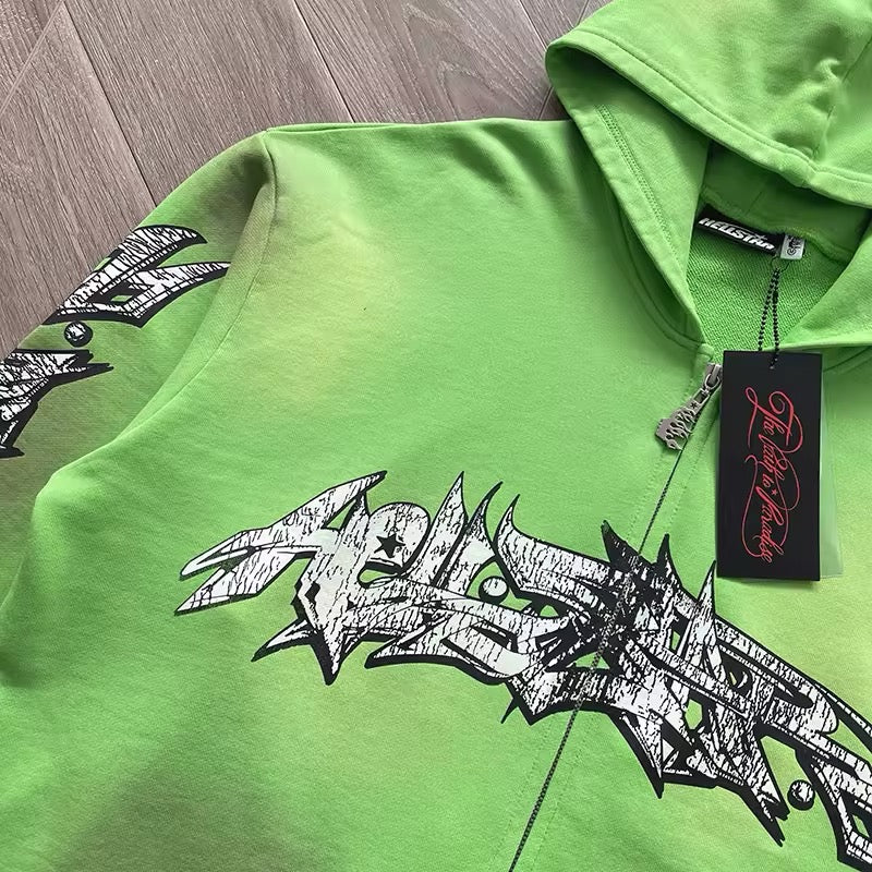 Hellstar path to paradise green zip up jacket