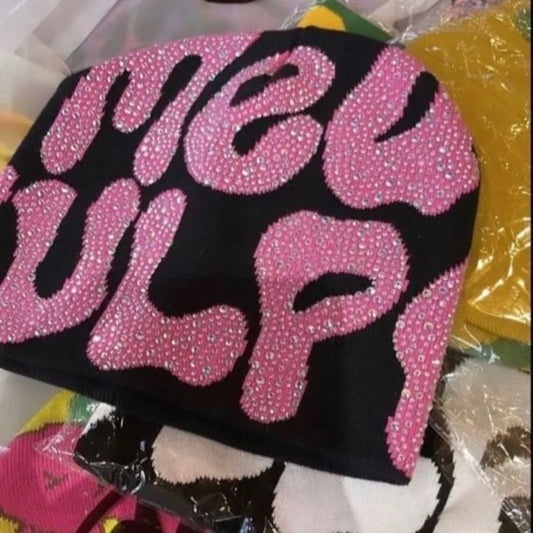 Rhinestone mea culpa beanies