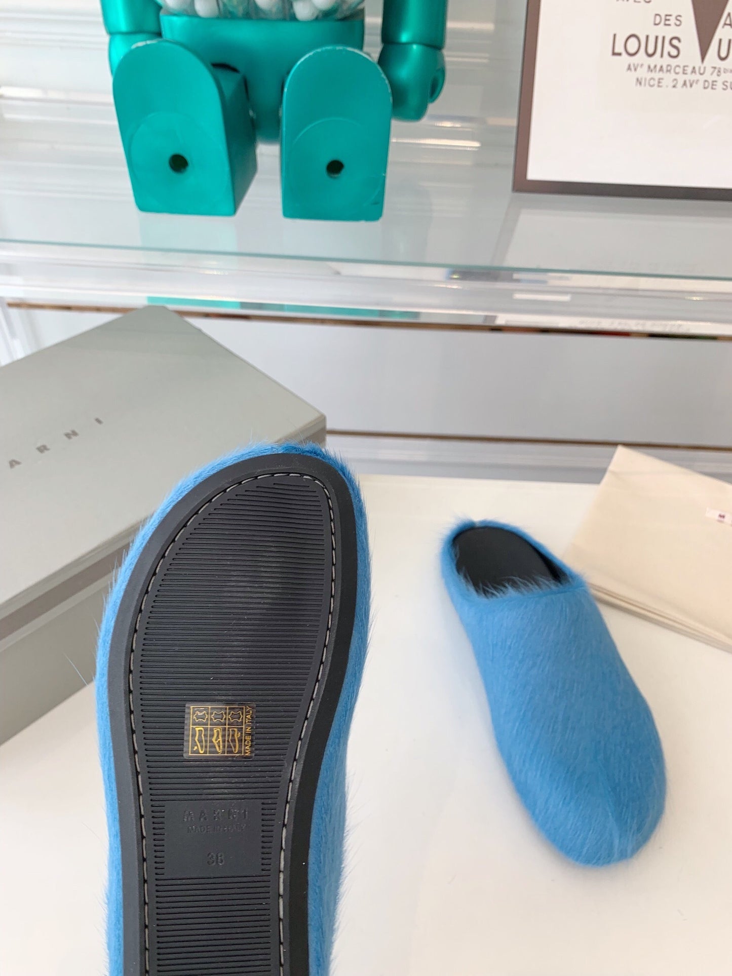 Marni slides loafers light blue
