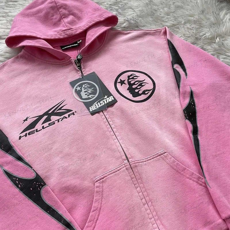 Hellstar pink zip up hoodie