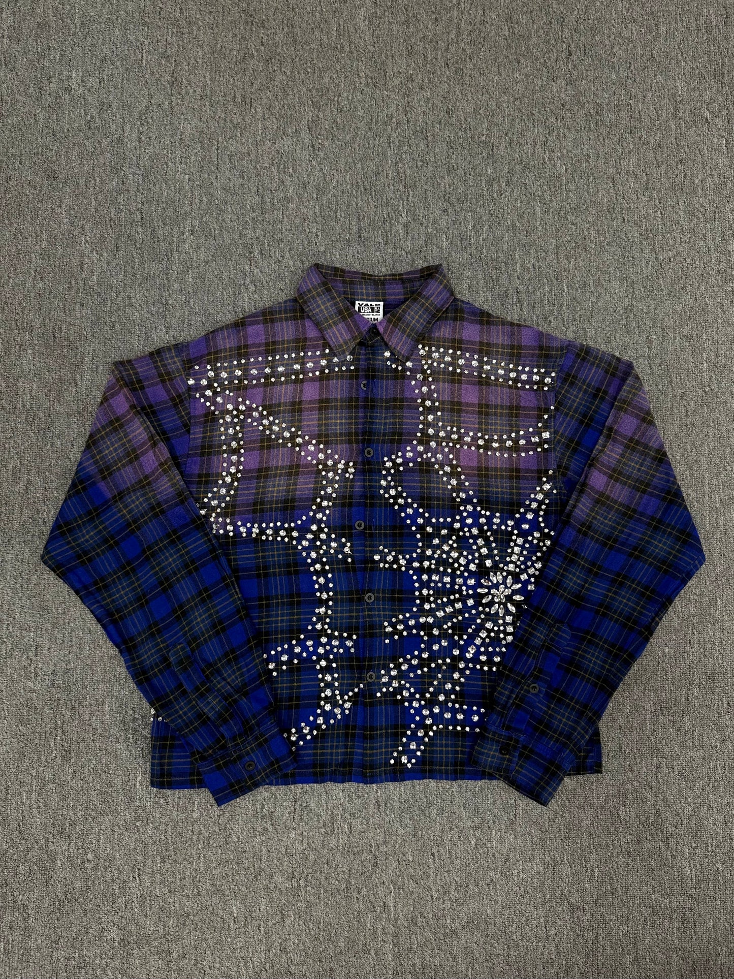 Vale Forever Rhinestone Plaid Flannel Blue/Black