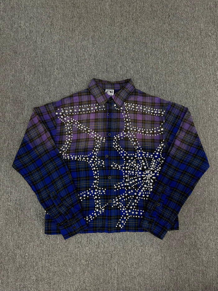 Vale Forever Rhinestone Plaid Flannel Blue/Black