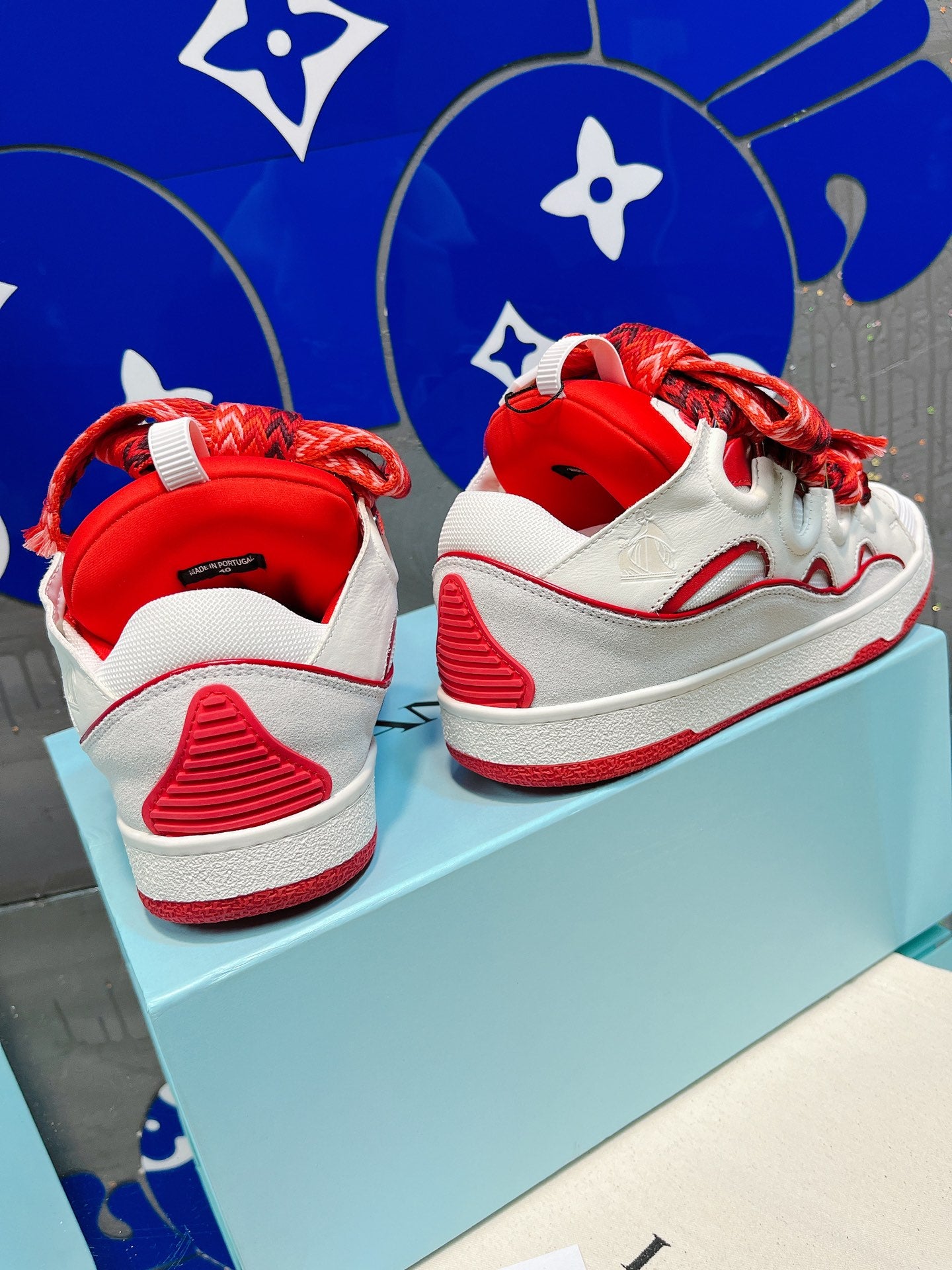 Red Lanvins curb sneakers