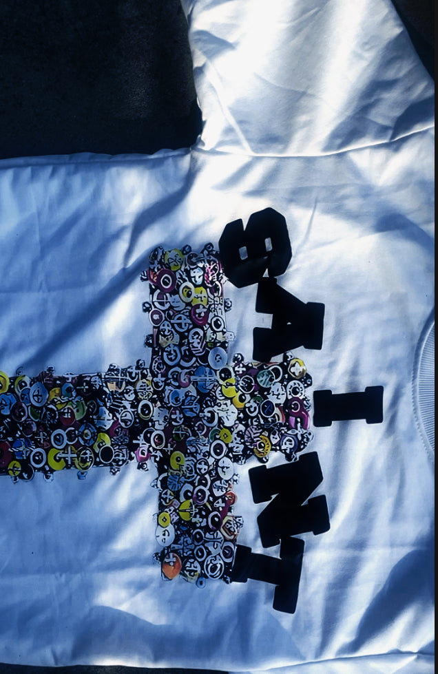 White  Saint boxed  fit tee