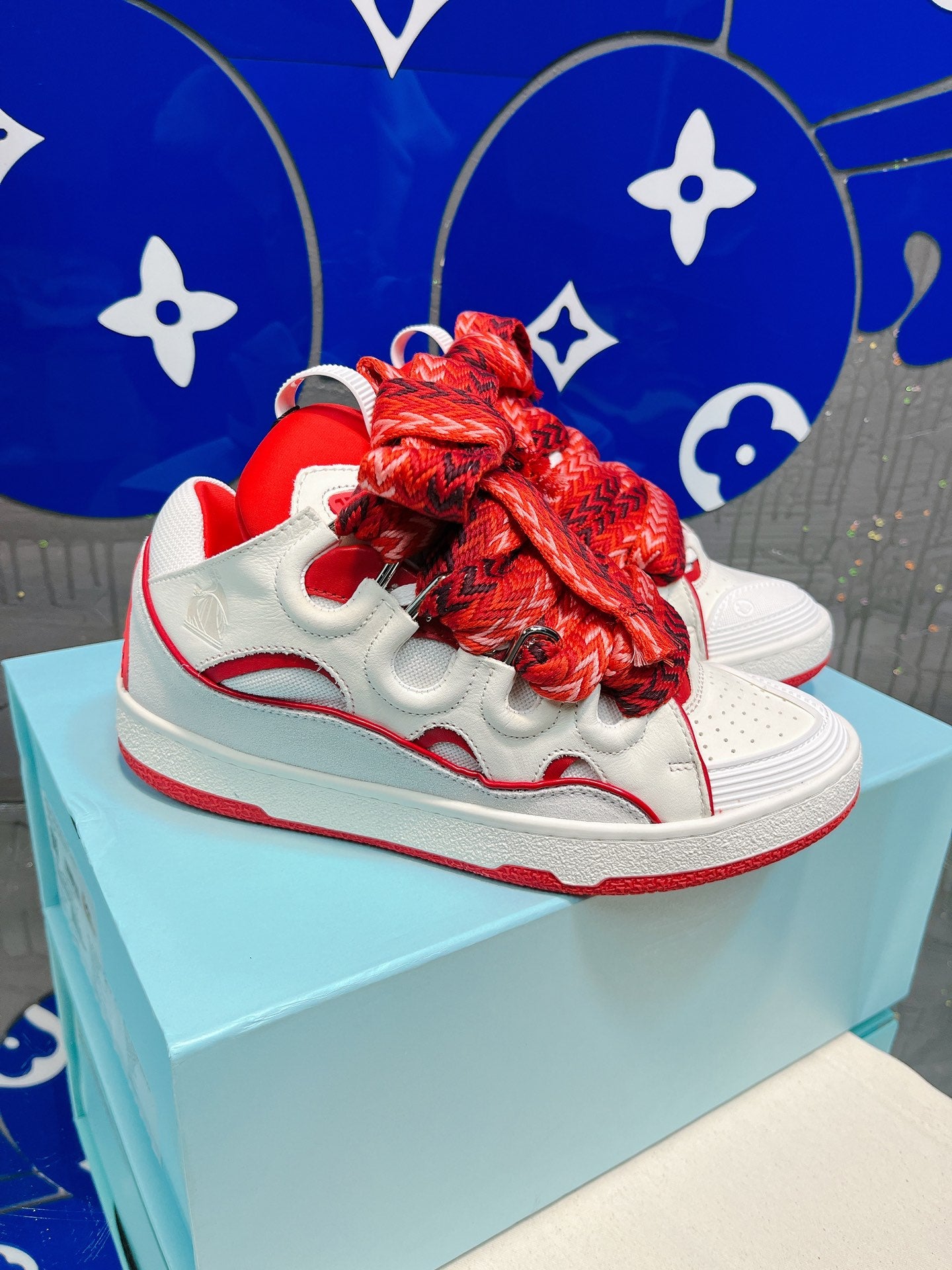Red Lanvins curb sneakers