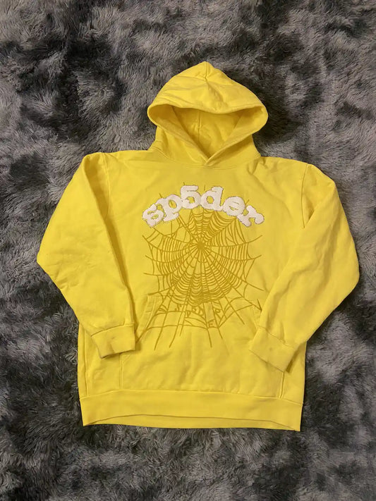 Sp5der Worldwide Web yellow  Rhinestone Hoodie