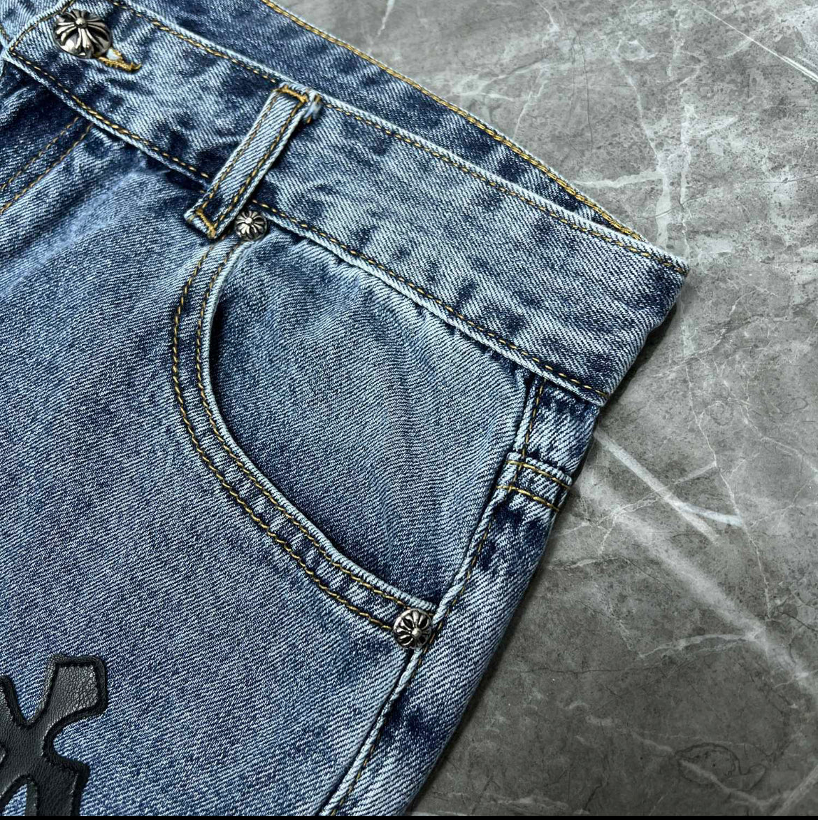 Chrome hearts jorts with black crosses