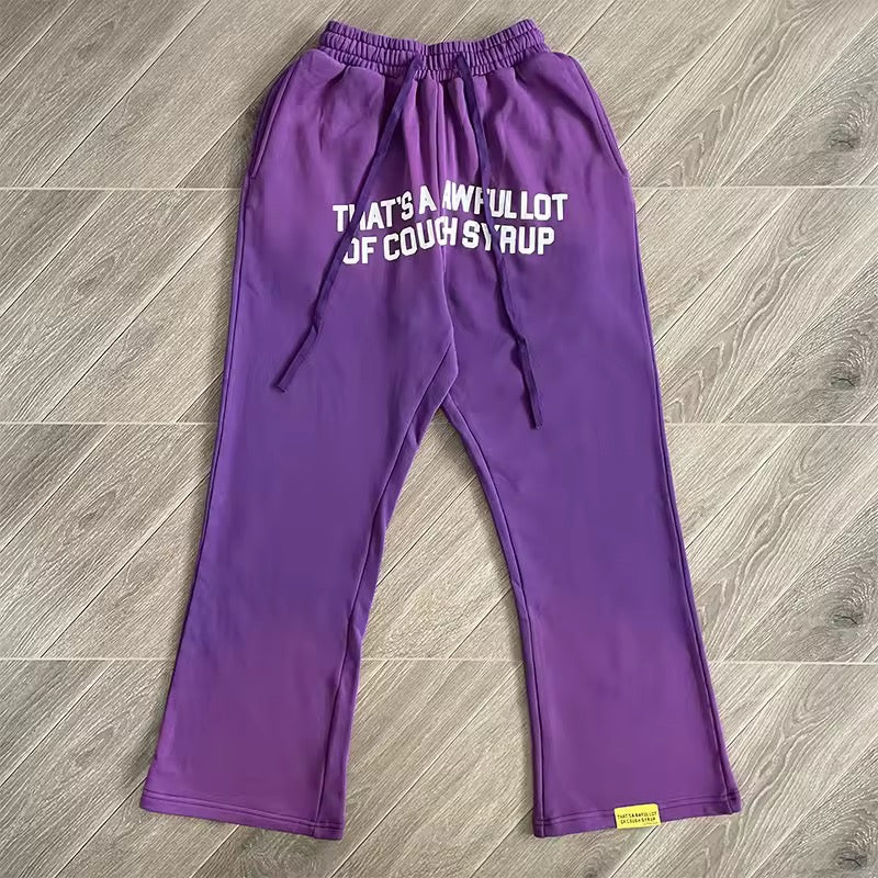 Purple that’s awful lotta cough syrup sweatpants