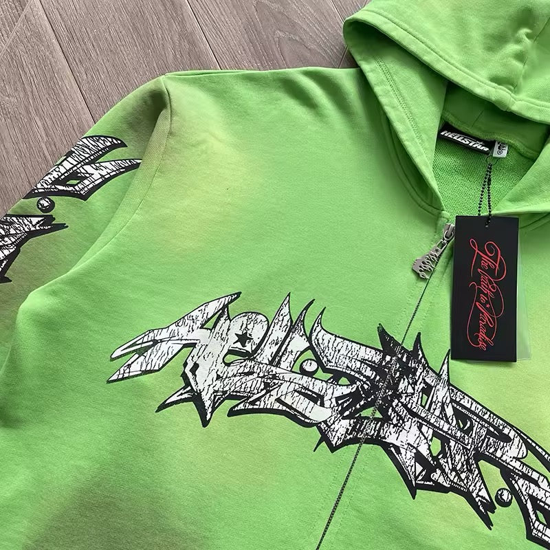 Hellstar path to paradise green zip up jacket