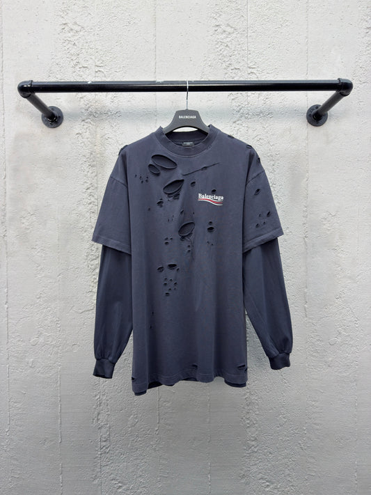 Balenciaga Political Campaign Long-Sleeve Layered T-Shirt 'Black