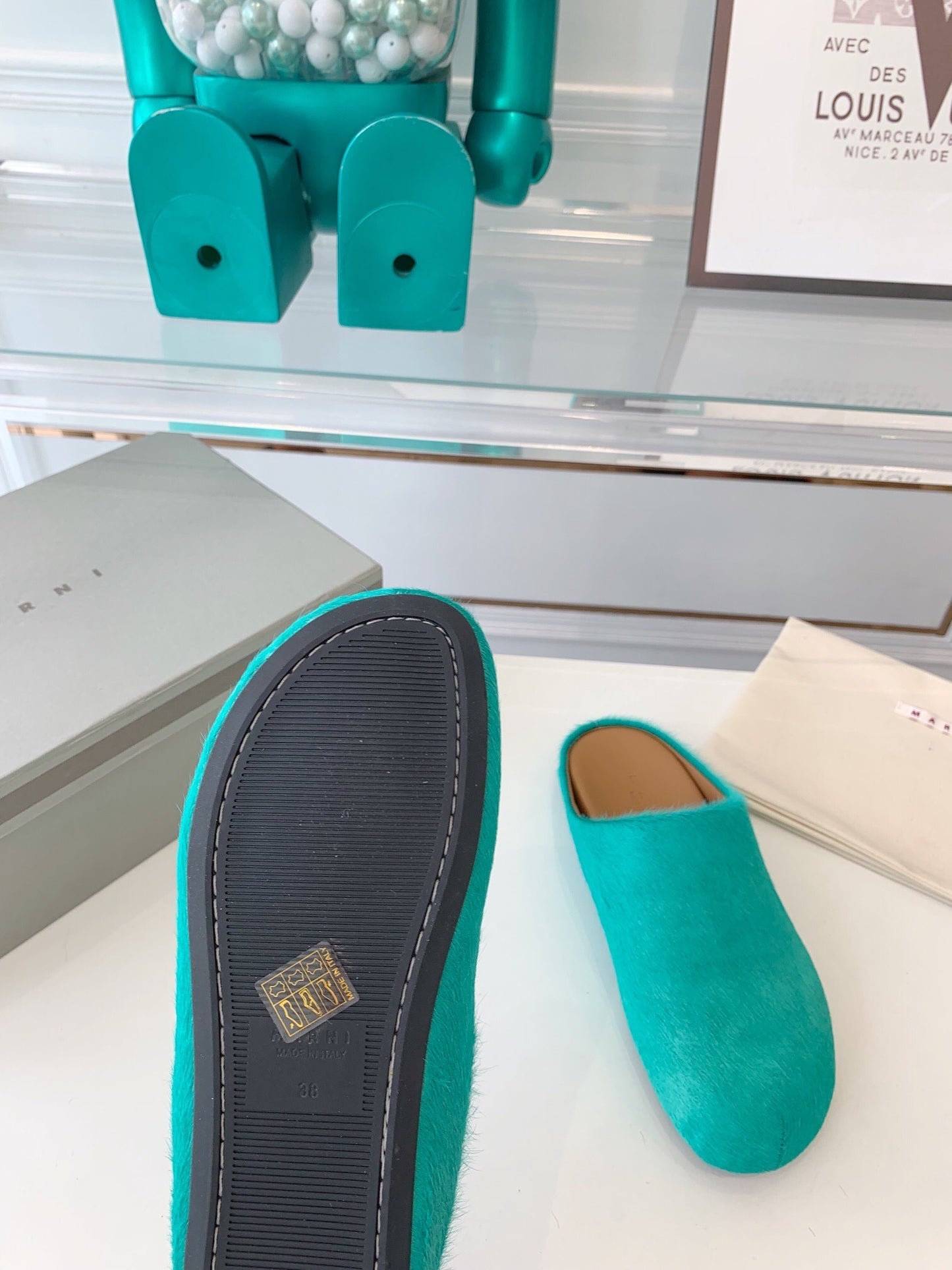 Marni slides loafers dark turquoise