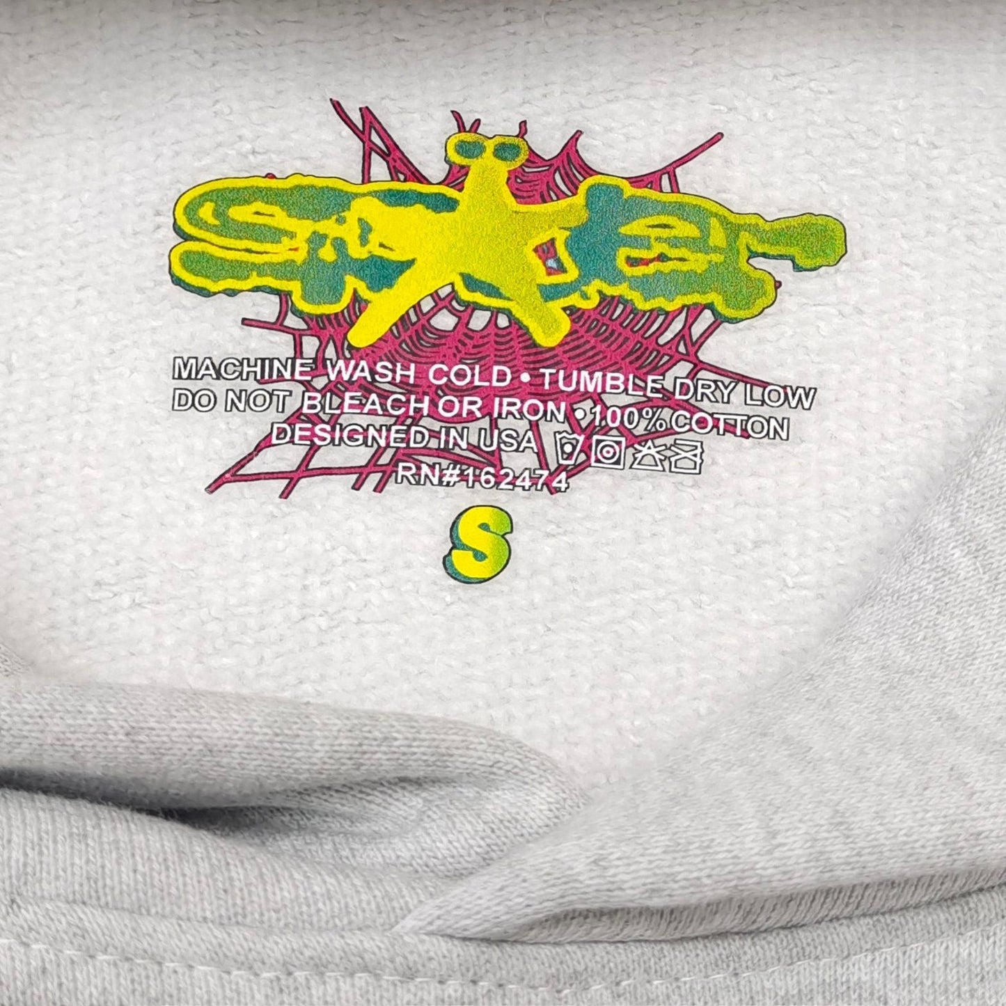 Sp5der worldwide gray  beluga hoodie puff print logo