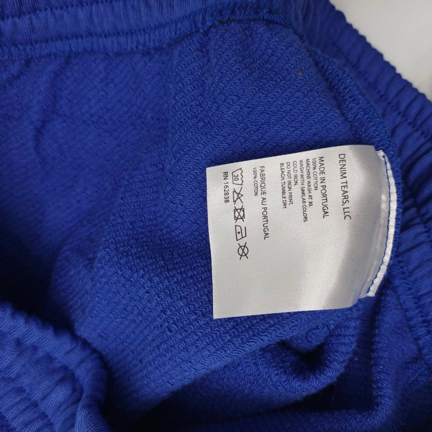 Dark blue denim tears sweatpants