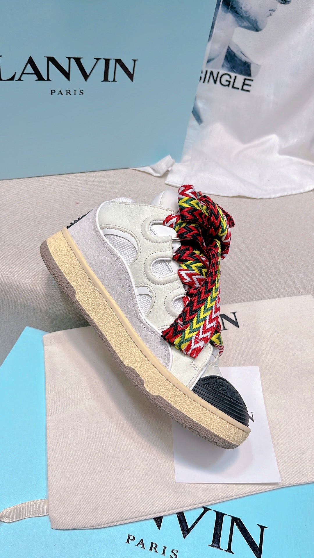 Lanvins curb sneakers colorful laces