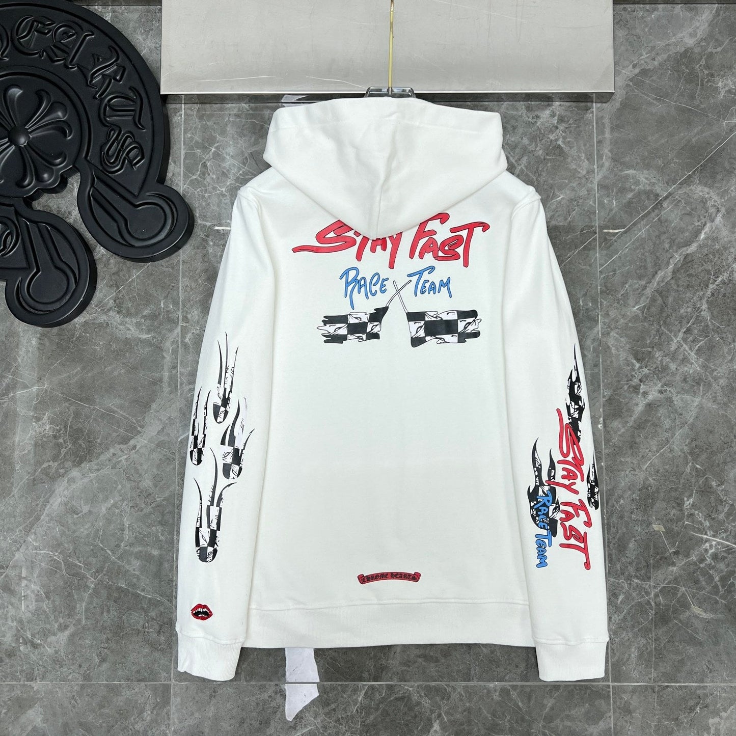 Chrome  hearts white race team hoodie