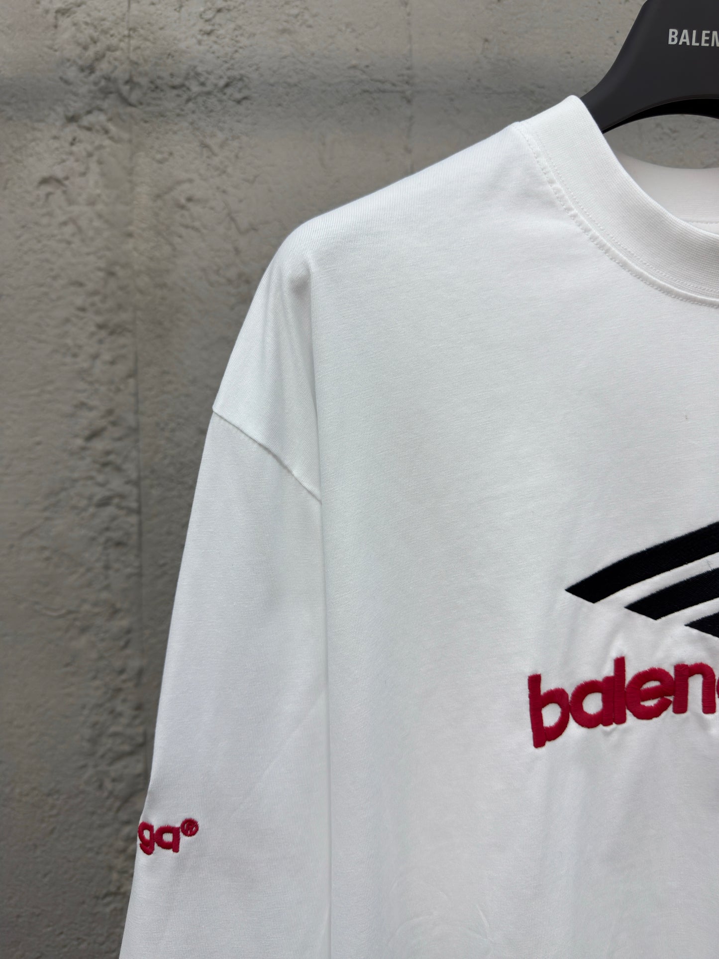 Balenciaga Letter Embroidery Long Sleeve T-Shirt White