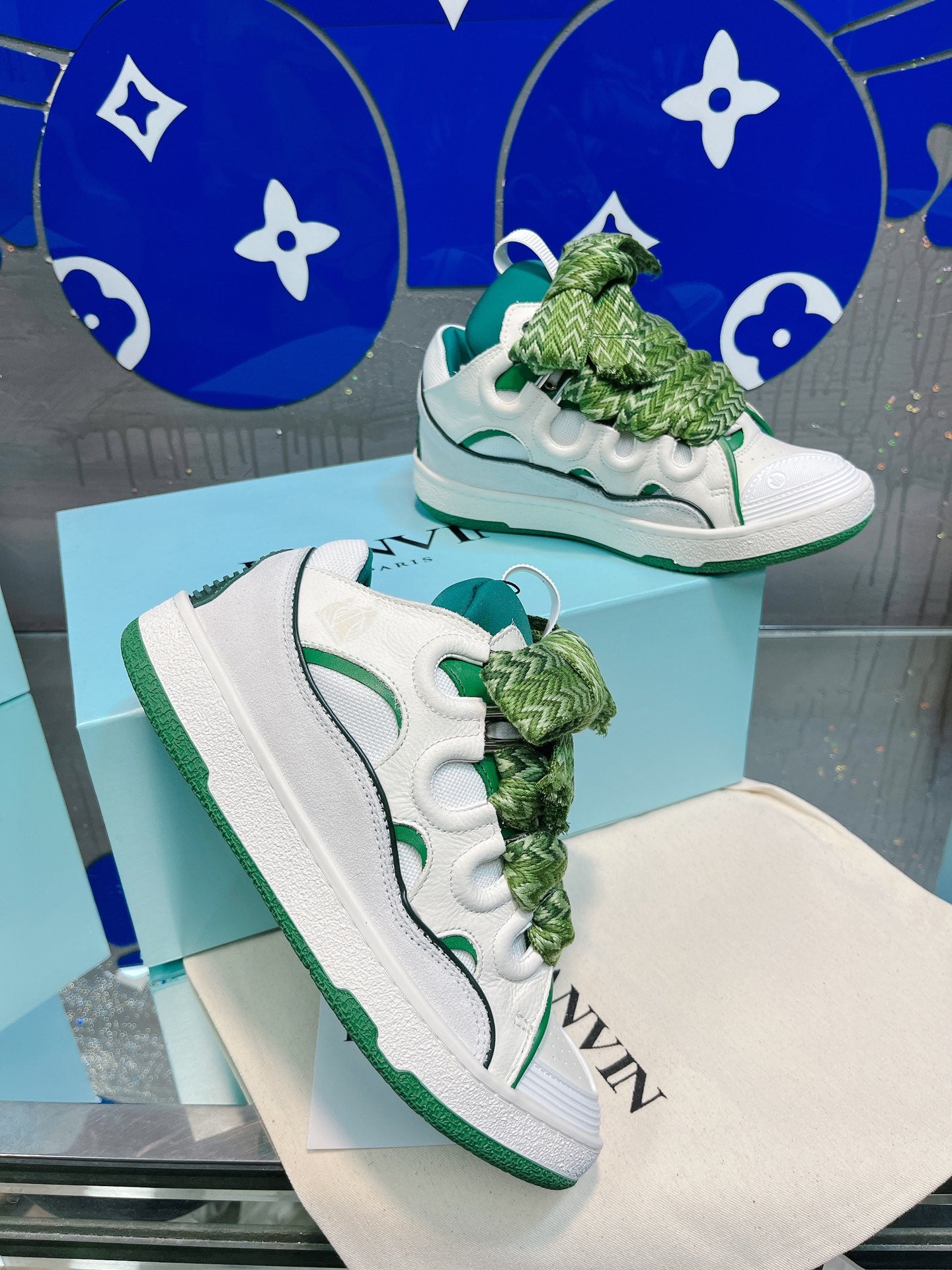 Green Lanvins curb sneakers