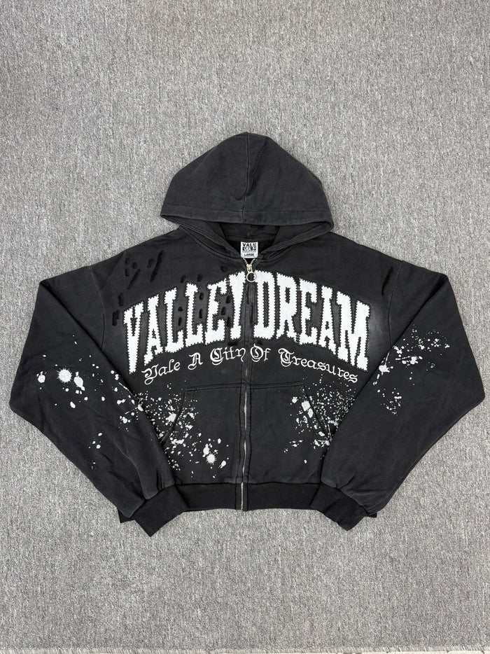 VALE FOREVER  Paint Zip Up Hoodie - Black