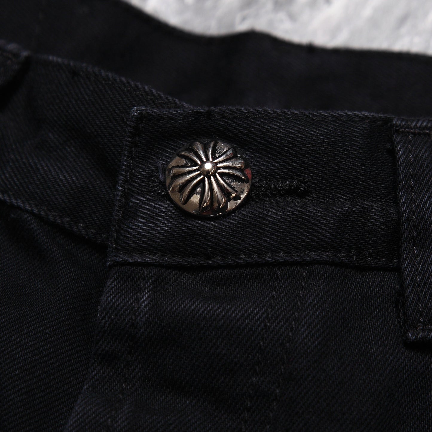 Chrome hearts jeans with colorful crosses