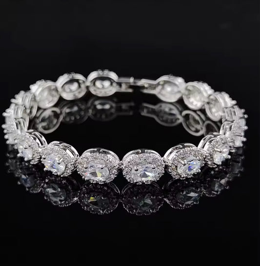 Cubic Zirconia flex Bracelet with Colored Gem Stones, Adjustable Design, and Unique Patterns
