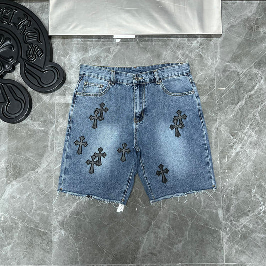 Chrome hearts jorts with black crosses