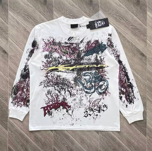 Hellstar white  graffiti longsleave