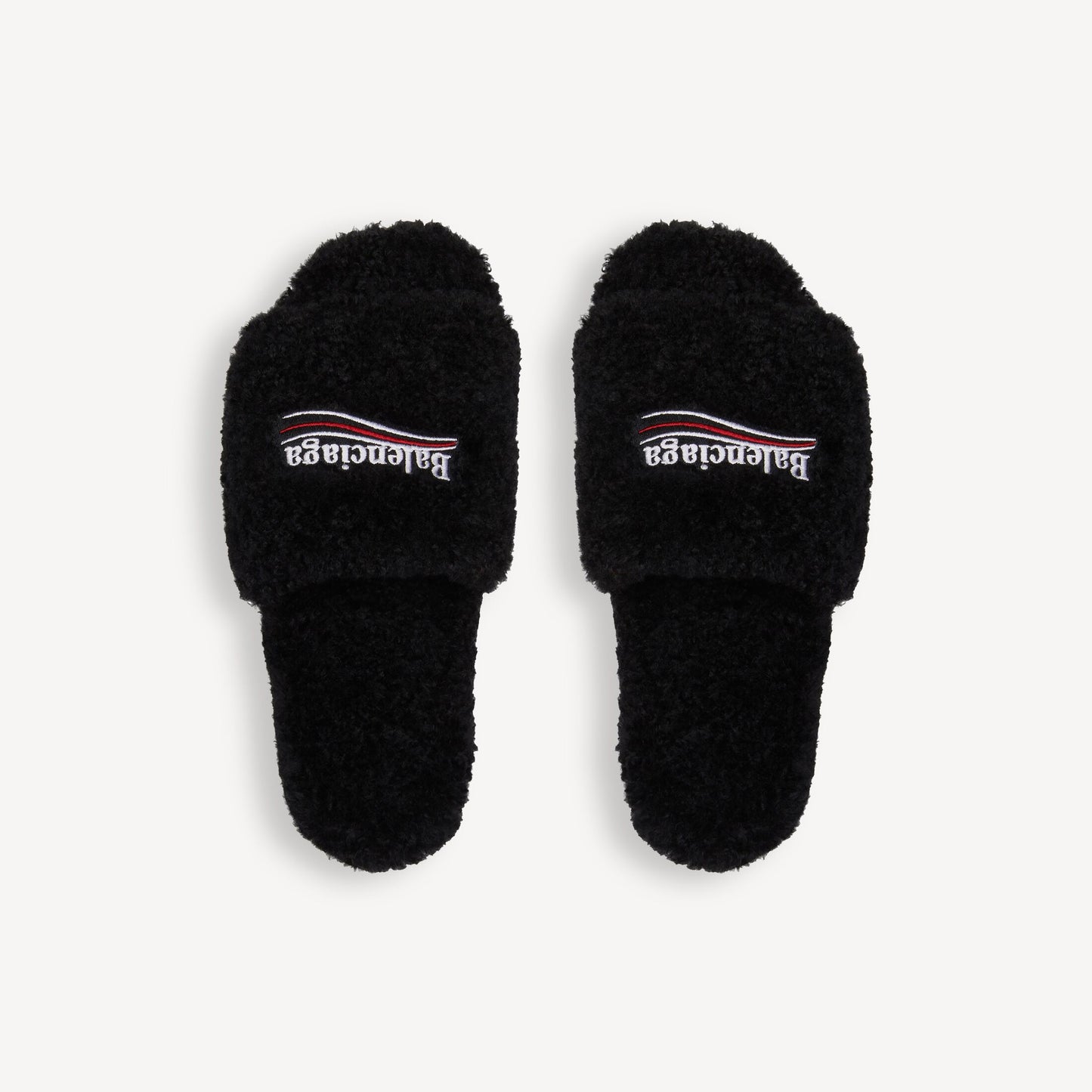 Balenciaga black furry slides