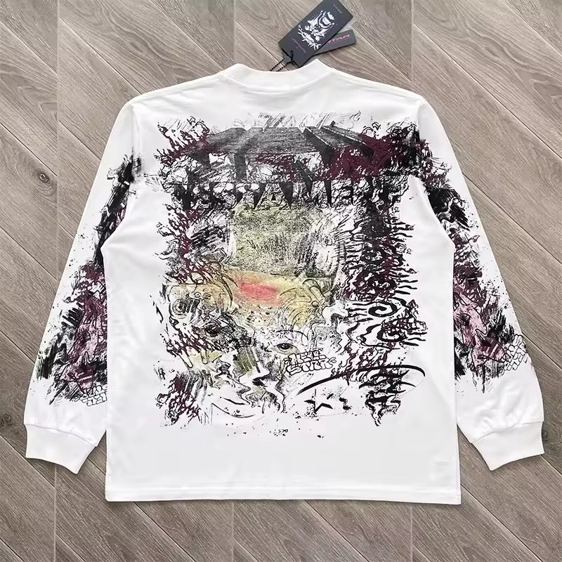Hellstar white  graffiti longsleave
