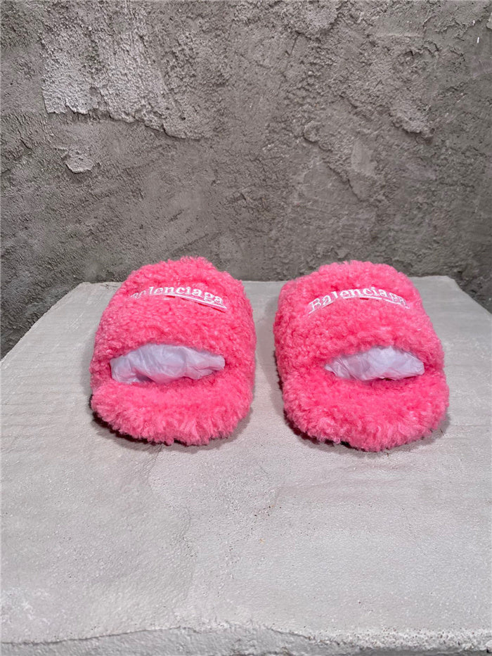 Balenciaga pink furry slides