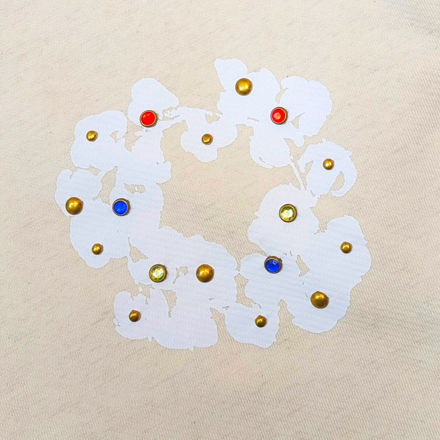 Denim Tears Rhinestone Cotton Wreath Zip Hoodie cream