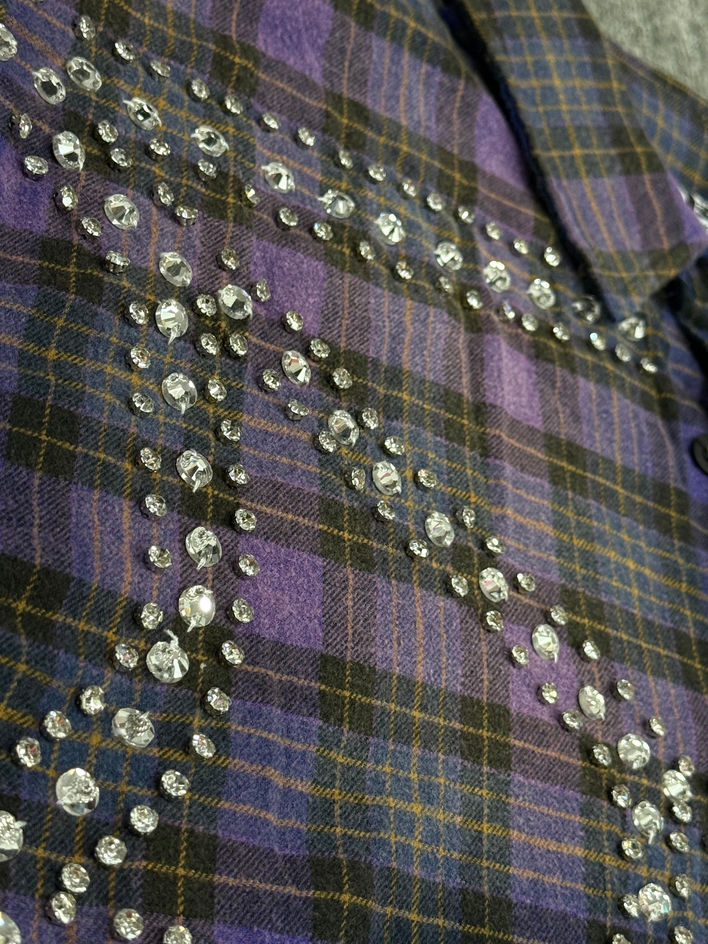 Vale Forever Rhinestone Plaid Flannel Blue/Black